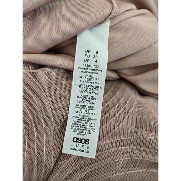 ASOS Luxe Twee Romantic Corseted Bandeau 3D Floral Layered Pink Mini Dress Sz 4 - Picture 9 of 15